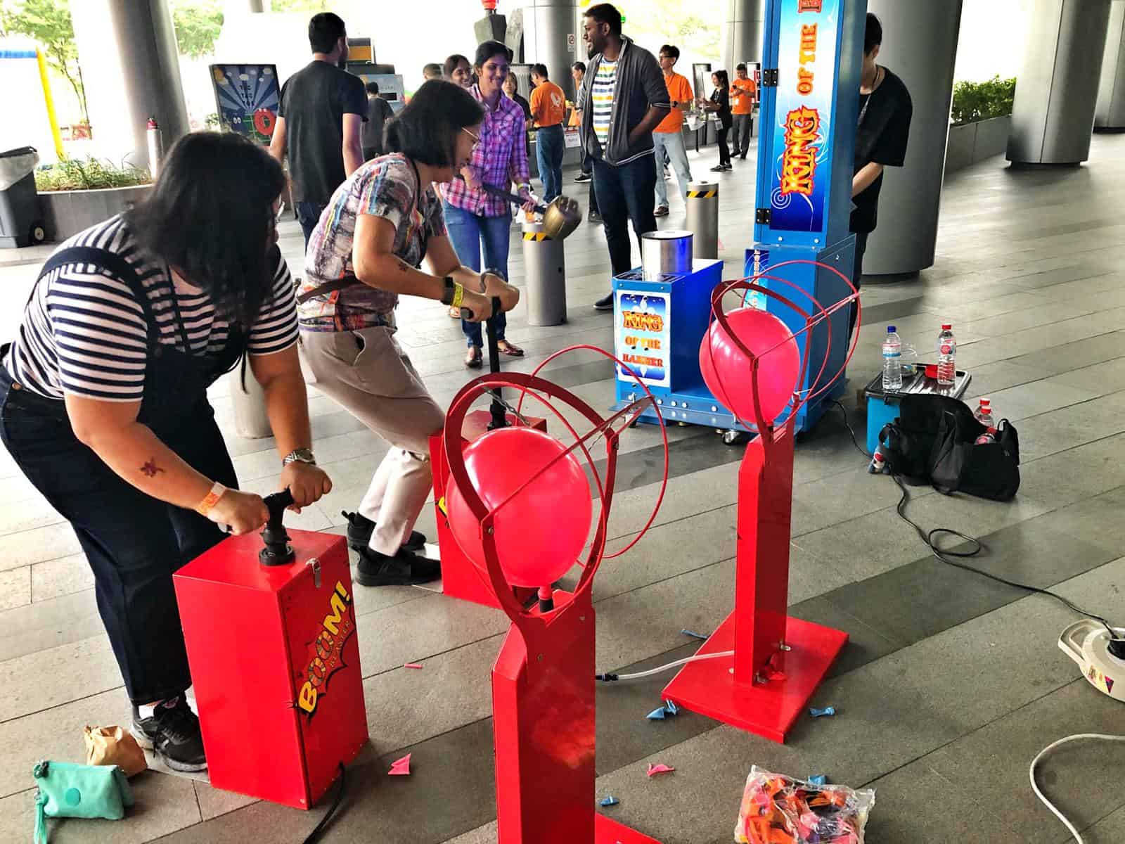 Balloon Blasters - Go Fishing games booth set up at Nex Singapore! Head on  down 1-10th December to find out more! #sgig #celebration #party #birthday # balloon #balloondisplay #balloons #balloonwaterfall #waterfall