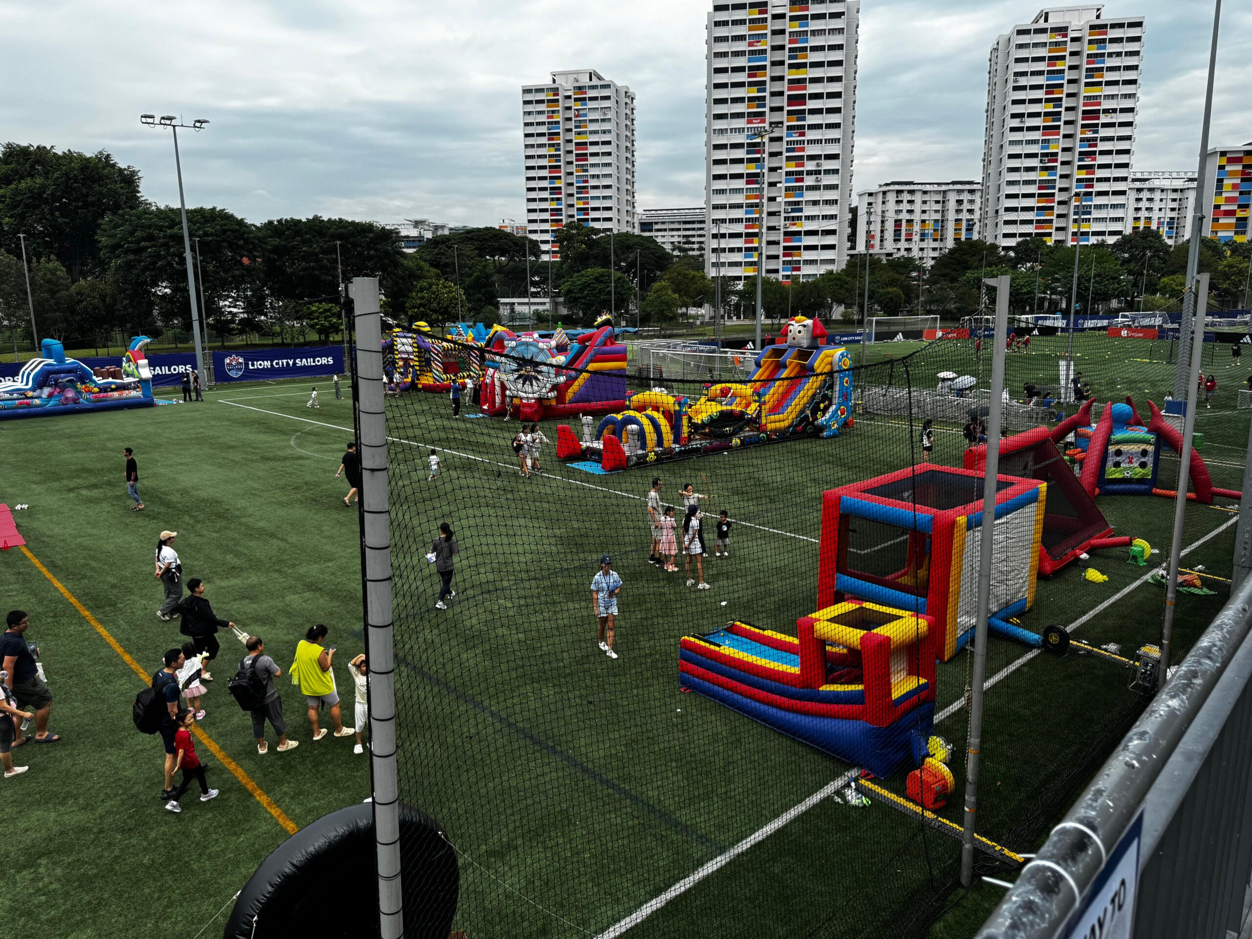 Sport Day Carnival Setup with an Array of Bouncy Castles